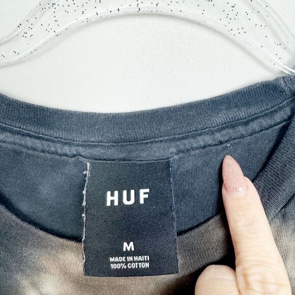 HUF WORLDWIDE | Dark Blue & Taupe Tie Dye Crewneck T-Shirt Men’s Size Medium - Picture 5 of 8